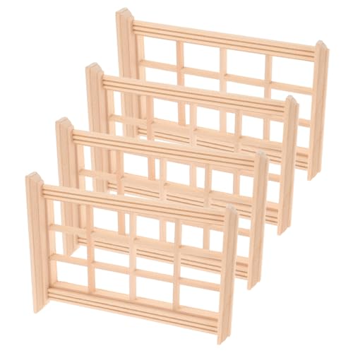 PartyKindom 4 Stück Puppenhaus-Modell Fensterrahmen basteln Miniaturdekoration Fenster Zubehör Mini-Fensterrahmen Miniatur-Puppenhaus-Möbelfenster Mini-Dekoration Miniatur-Handwerk hölzern von PartyKindom