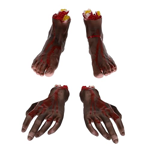 PartyKindom 4 Stück Realistische Halloween Deko Blutige Falsche Hände Teiliges Lebensechte Gruselige Hand Requisiten für Party Spukhaus Dekoration Robust und Detailgetreu Schwarz PartyKindom 4 Stück Realistische Halloween Deko Blutige Falsche Hände Teiliges Lebensechte Gruselige Hand Requisiten für Party Spukhaus Dekoration Robust und Detailgetreu Schwarz von PartyKindom