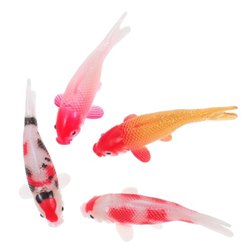 PartyKindom 4 Stück Realistische Koi Fisch Miniatur Figuren Künstliche Goldfische für Aquarium Deko Feengarten DIY Terrarien Teich Accessoires Lebensechte Fischmodelle für Kleine Räume von PartyKindom