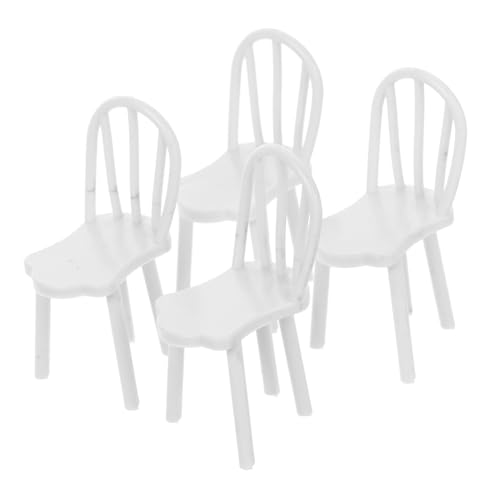 PartyKindom 4 Stück Stuhlmodell Miniaturstühle zum Basteln entzückende Puppenmöbel Mini-Stuhl selber Machen Mini -Hausdekoration Puppenhaus Zubehör entzückender Miniaturstuhl Plastik Weiß von PartyKindom