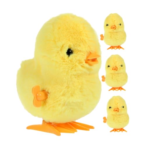 PartyKindom 4 Stück Teiliges Aufziehspielzeug Plüsch Küken Wind Up Toys Lustige Hüpfen Hühner Weiches Material Langlebig Geeignet für Geschenk und Partyspaß von PartyKindom