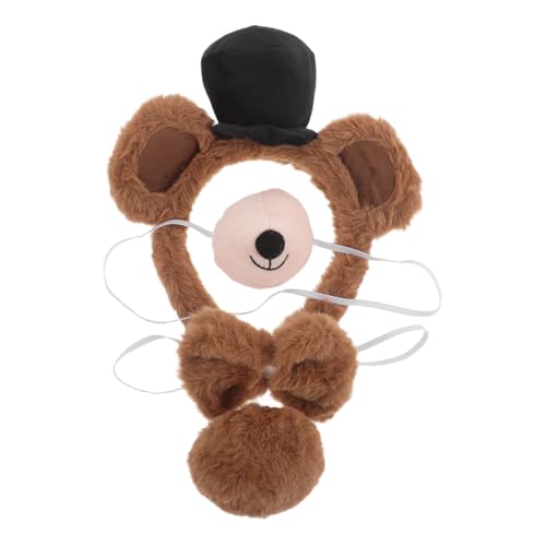 PartyKindom 4 Stück Teiliges Bären Cosplay Set mit Weichen Plüschohren Niedlicher Bärennase Schleife und Bequemes Tierkostüm Zubehör für Erwachsene Halloween Karneval Party Verkleidung von PartyKindom