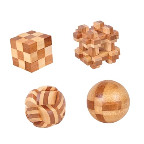 PartyKindom 4 Stück Teiliges Bambus Kongming Puzzle Kreatives Denksportspiel für Erwachsene und Fördert Geduld und Problemlösungsfähigkeiten PartyKindom 4 Stück Teiliges Bambus Kongming Puzzle Kreatives Denksportspiel für Erwachsene und Fördert Geduld und Problemlösungsfähigkeiten von PartyKindom