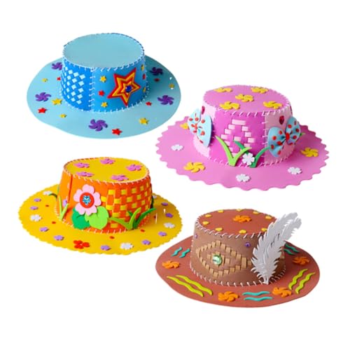 PartyKindom 4 Stück Teiliges DIY Sonnenhut aus EVA Cartoon Bastelhut zum Nähen Pädagogisches Kindergarten Bunte Muster Kindgerecht und Sicher für Kreatives Basteln im Kindergarten von PartyKindom