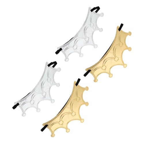 PartyKindom 4 Stück Teiliges Geburtstagskrone Stoff Krone Haarreif in Gold und Silber Bequeme Kopfbedeckung für Geburtstagsparty Cosplay und Fotoshooting Zubehör von PartyKindom