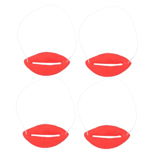 PartyKindom 4 Stück Teiliges Halloween-kostüm Big Lips Maske Lustige Rote Wurst-Mund Requisite für Maskerade Cosplay Party Zubehör von PartyKindom