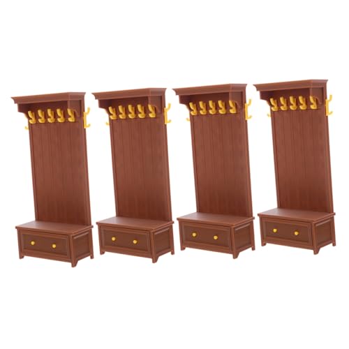 PartyKindom 4 Stück Teiliges Miniatur Puppenhaus Regal und Schubladenschrank Vintage Retro Stil Realistische Mini Möbel mit Vielseitiger Aufbewahrung Leicht und Tragbar für Puppenhaus von PartyKindom