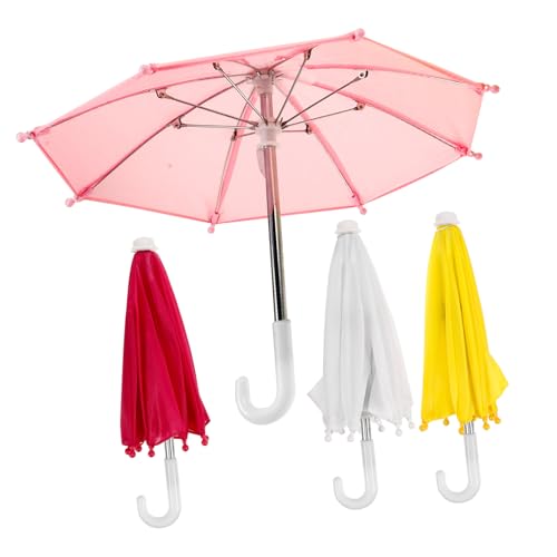 PartyKindom 4 Stück Teiliges Miniatur Puppenhaus Regenschirm Realistische Miniatur Deko in Weiß Gelb Rosa Stabiles Material Detailreich Gefertigt als Puppenzubehör und Hausdekoration von PartyKindom