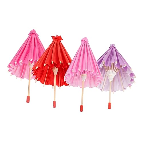 PartyKindom 4 Stück Teiliges Miniatur Regenschirme Bunte Hängende Dekorationen Öl Papier Mini Regenschirme für DIY Malerei und Partydeko Kreative Bastelaccessoires für Erwachsene von PartyKindom