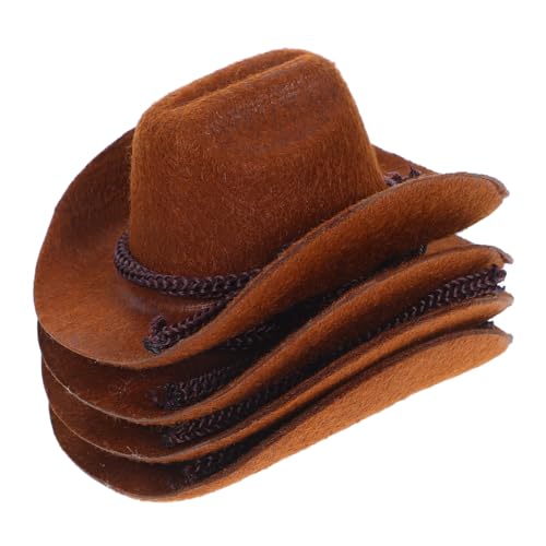 PartyKindom 4 Stück Teiliges Miniatur Western Cowboy Hut Dekorative Flauschige Mini Hüte für Puppen Leichte Kompakte für DIY Bastelprojekte Puppenhaus Dekoration und Party Zubehör von PartyKindom
