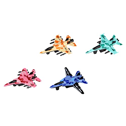 PartyKindom 4 Stück Teiliges Pull Back Flugzeug aus Hochwertiger Legierung Leichtes Mini Modell für Batteriebetrieb für Geburtstagsgeschenke und Gemeinsame Eltern Junge Mädchen Spiele von PartyKindom