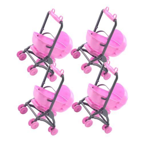 PartyKindom 4 Stück Teiliges Realistische Puppenwagen Zubehör Babywagen Puppen Kinderwagen Spielkette für Rollenspiele Kompatibel mit Junge Mädchen Puppenwagen von PartyKindom