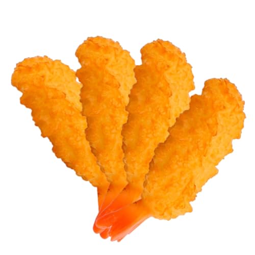 PartyKindom 4 Stück Teiliges Realistisches Japanisches Tempura Garnelen Modell Lebensmittelechtes Künstliches Lebensmittelspielzeug Langlebige Küchen Dekoration Vielseitig für Fotografie und von PartyKindom