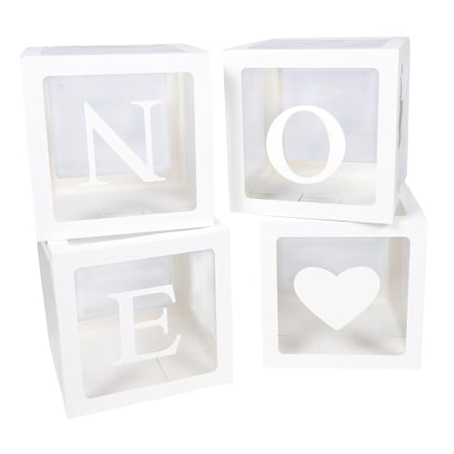 PartyKindom 4 Stück Teiliges Transparentes Ballonbox mit One Buchstaben und Herzmuster Stabile Shower und Erster Geburtstag Deko für Jungen Leichte Party Boxen für Erste PartyKindom 4 Stück Teiliges Transparentes Ballonbox mit One Buchstaben und Herzmuster Stabile Shower und Erster Geburtstag Deko für Jungen Leichte Party Boxen für Erste von PartyKindom
