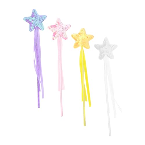 PartyKindom 4 Stück Zauberstäbe für Glitzernde Feenstäbe Rosa Weiß Gelb und Kostüm Requisiten für Geburtstagsfeiern Halloween und Weihnachten von PartyKindom