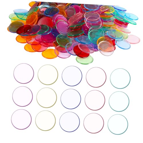 PartyKindom 400 Stück Bunte Transparente Bingo Chips Rund Kunststoff Wiederverwendbar Robust für Bingo Spielkarten Zählchips Mathe Lernspiele Zubehör von PartyKindom