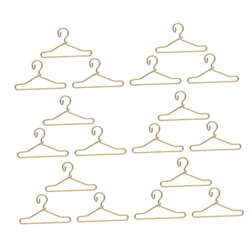 PartyKindom 45 Stück Teiliges Mini Kleiderbügel für Puppenkleidung Goldfarbene Miniatur Hänger für Puppenhaus Zubehör Robust Glatt und Langlebig für Puppenmode und Miniaturmöbel von PartyKindom
