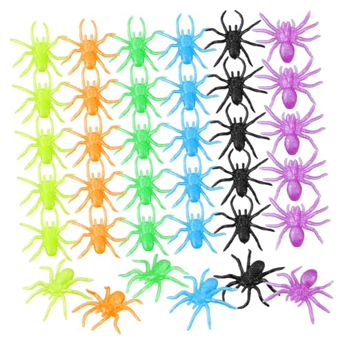 PartyKindom 48 Stück Teiliges Halloween TPR Soft Material Stretchy Spinnen Farben Realistische Fake Spiders für Elastische Party Deko Spaßprank und Goodie Bag Füller von PartyKindom