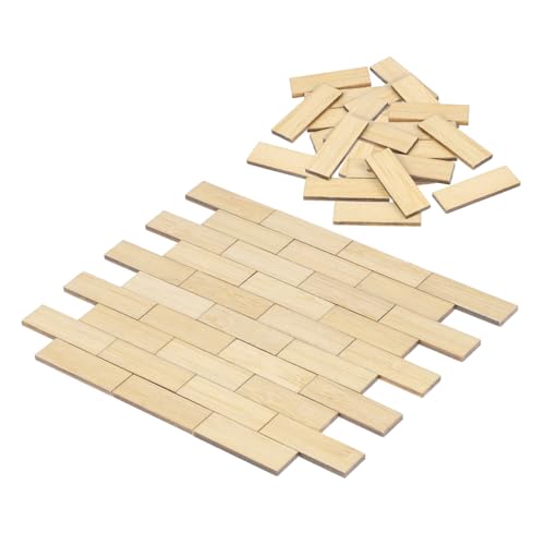 PartyKindom 48 Stück Teiliges Miniatur Puppenhaus Bodenbelag Rechteckige Bambus Holzplatten Passend für Verschiedene Puppenhausmodelle Vielseitig Einsetzbar für DIY Miniatur Dekoration von PartyKindom