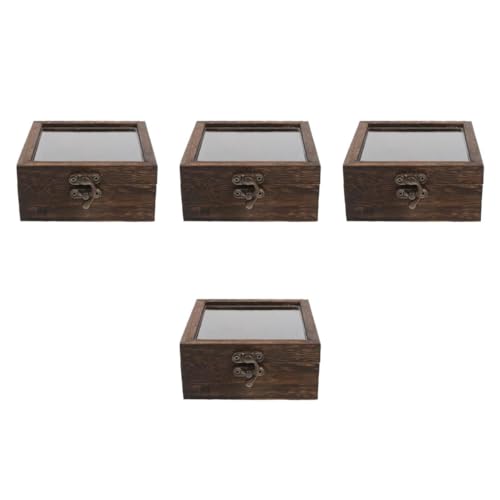 PartyKindom 4Er-Box Kästchen mit Insektenproben Vitrine für gepresste Blumen getrockneter Blumenkasten Pin Vitrine Schattenboxen Rock-Vitrine Pin-Anzeige Probenanzeige Holz Light Brown von PartyKindom