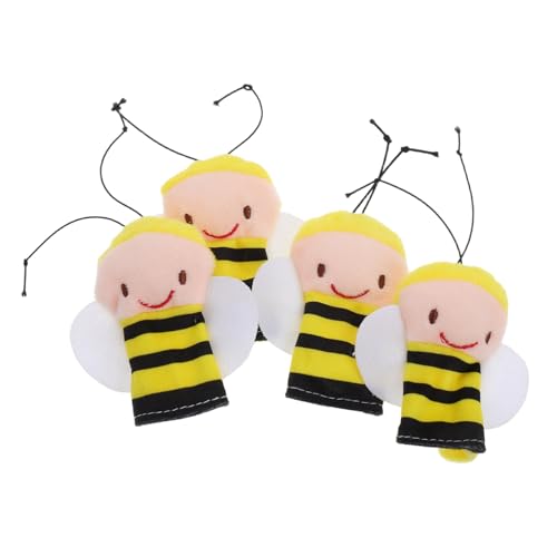 PartyKindom 4Stücke Fingerpuppen Weiche Plüsch Bienen Spielzeuge für Kleinkinder zum Geschichtenerzählen und Kreativen Handgefertigt mit Liebevollem Detail von PartyKindom