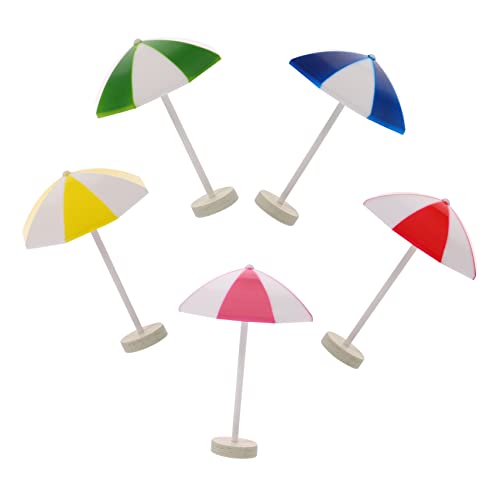 PartyKindom 5 Stück Mini- Miniaturrequisiten Micro-landschaftsschirm Für Mini-regenschirme Miniaturschirm Kompakt Strandschirm Tragbar Wohnkultur Aus Palmsand Winzig Drinnen Holz von PartyKindom
