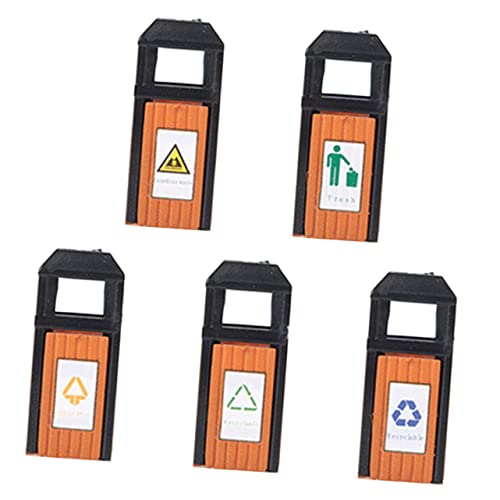 PartyKindom 5 Stück Mini Mülltonnen Modell Dekorative Mini Abfallbehälter für Puppenhaus und Sandtisch Realistische DIY Zubehörteile für Kreative Gestaltung von PartyKindom