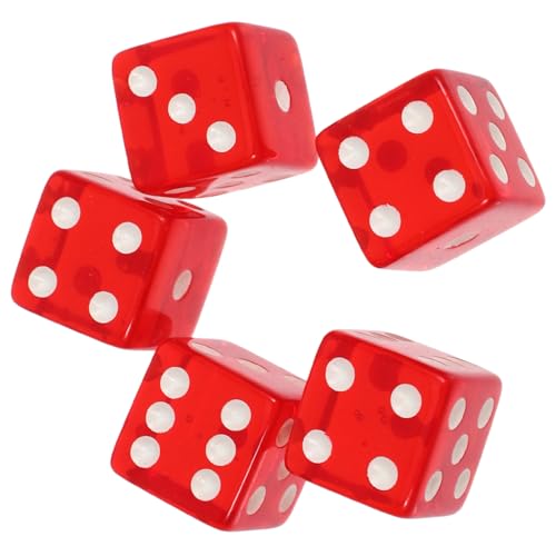 PartyKindom 5 Stück Teiliges Große Transparente Rote Würfel Leichte und Abgerundete Party würfel für Brettspiele Spielersatz Familien Barspiele von PartyKindom