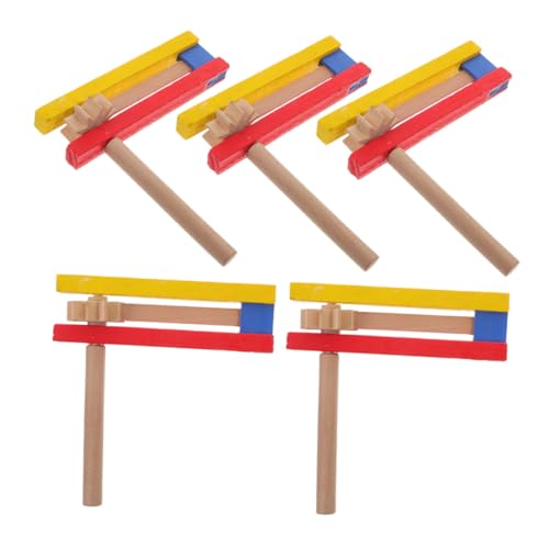 PartyKindom 5 Stück Teiliges Holzratsche mit Selbstrotation Langlebiges Kindermusikinstrument mit Klarem Klang für Geburtstagsfeiern Sportveranstaltungen und Familienfeste Party Giveaways von PartyKindom