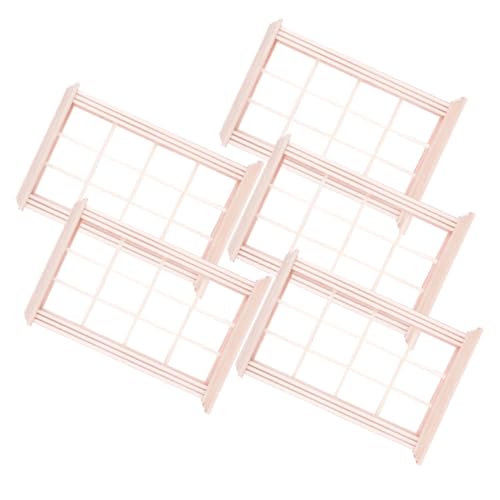 PartyKindom 5 Stück Teiliges Miniatur Holzfensterrahmen Langlebige Puppenhaus Fenster Deko Kindgerechtes DIY Zubehör für Puppenhaus und Fördert Feinmotorik und Kreativität von PartyKindom