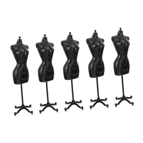 PartyKindom 5 Stück Teiliges Puppenkleiderständer Miniatur Doll Clothes Display Rack Stabiler Schwarzer Mannequin Kleiderhalter für Puppenkleidung DIY Zubehör für Puppenhaus von PartyKindom