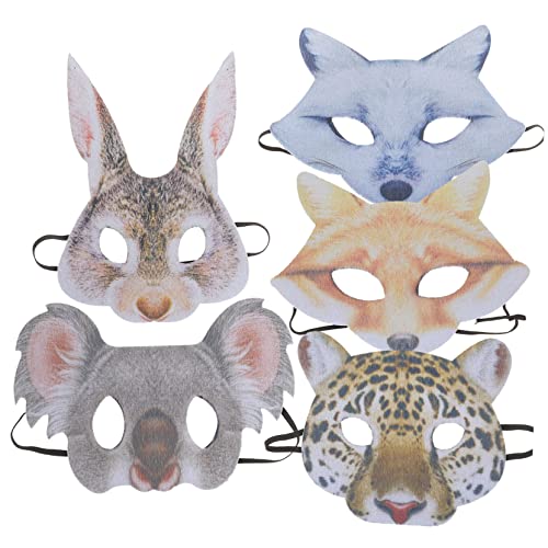PartyKindom 5 Stück Teiliges Tiermasken für Frauen Atmungsaktive Bequeme Karnevalsmasken im Dschungel Stil Realistische Animal Masquerade Requisiten für Halloween Party Karneval und Cosplay von PartyKindom