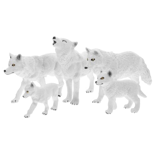 PartyKindom 5 Stück Teiliges Wolf Modell aus Hochwertigem Detailgetreue Kleine Tierfiguren für Realistische Stehende Wolf Dekoration für Schreibtisch Kinderzimmer und Foto Requisiten von PartyKindom
