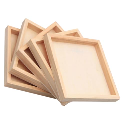 PartyKindom 5 Stück Teiliges aus Naturbelassenen Holztabletts Quadratische Puzzle aufbewahrung Praktische Holzablagen Puzzle und Bausteine Leicht Glatt und Langlebig für Geordnete von PartyKindom