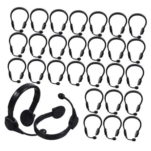 PartyKindom 50 Stück Puppenhaus Headset Accessoires Puppen-mini-Headset Baustützen Kopfhörer Mini-mikrofon Dekoratives Puppenmikrofon-Headset Puppen-Headset-Requisiten Plastik Black von PartyKindom