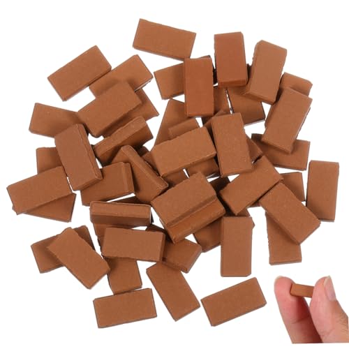 PartyKindom 50 Stück Simulierte Kleine Ziegelsteine Miniatur Stein für DIY Modellbau Kreatives Handwerkszubehör Realistische Miniaturziegel Mauern von PartyKindom