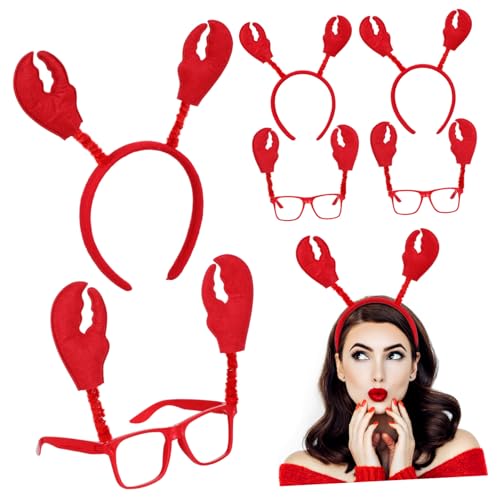 PartyKindom 6 Sätze Krabben Haarbänder und Brillen Halloween Kostüm Zubehör Leichte Langlebige Party Stirnbänder und Sonnenbrillen für Karneval und Kostümpartys von PartyKindom