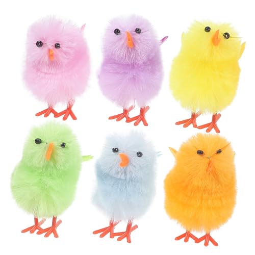 PartyKindom 6 Stück Hühnerdekoration aus Samt Küken Dekore Mini-Küken Küken Plüsch Stofftier Plüsch Küken Party für den einzug housewarming Mini Huhn Osterhühner -Minihuhn von PartyKindom