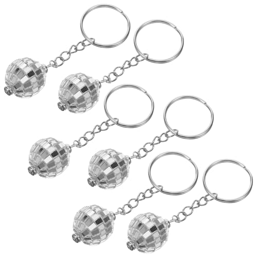 PartyKindom 6 Stück Jahre Retro Disco Kugel Schlüsselanhänger Hängende Spiegelkugel Ornamente Multifunktionale Taschenanhänger für Kreative Partys und von PartyKindom