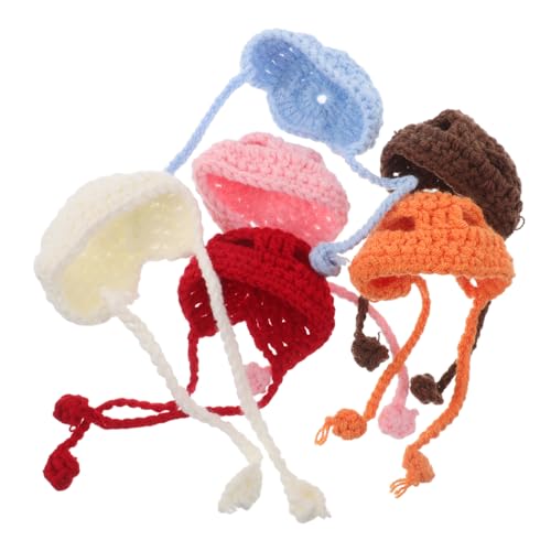 PartyKindom 6 Stück Mini Strickmützen aus Wolle für Puppen und Kleine Haustiere Luftdurchlässig Vielseitig als Kostüm Accessoires Schlüsselanhänger oder Taschenanhänger für Frühling und Sommer von PartyKindom