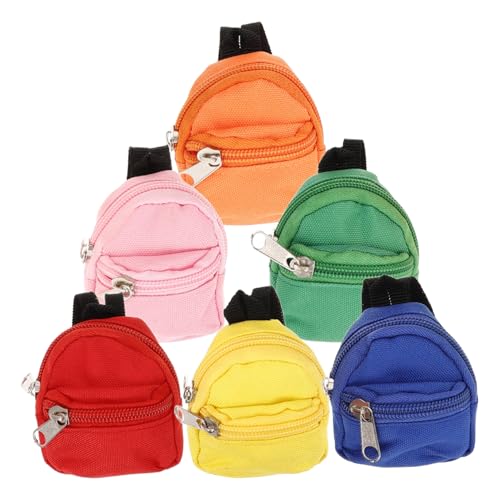 PartyKindom 6 Stück Mini-puppentaschenmodelle Schlüsselbund Geldbeutel Für Zubehör Miniatur Tragen Klein Rucksack Mini Mini-haustasche Mini-Taschen-schlüsselanhänger Polyester von PartyKindom