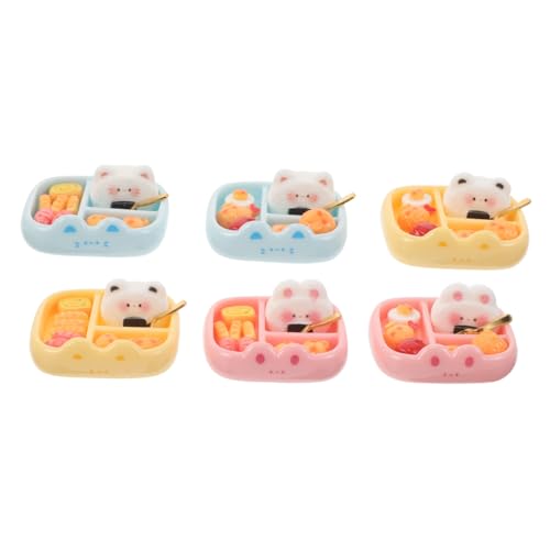 PartyKindom 6 Stück Miniatur Sushi Bento Boxen aus Resin Niedliche Miniatur Tierfiguren Realistische Puppenhaus Essensdekoration Vielseitige Lunchbox Modelle für DIY und Puppenhaus Küchen von PartyKindom