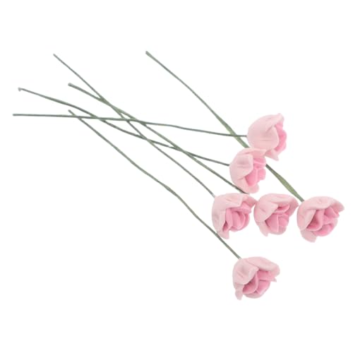 PartyKindom 6 Stück Puppenhaus Blumen Rosen Kunstblumen Kleine Blumenarrangements Kleine Blumenstrauß Dekoration Gefälschte Blumenpicks Mini Blumenarrangement Miniatur Blumenpicks Harz von PartyKindom