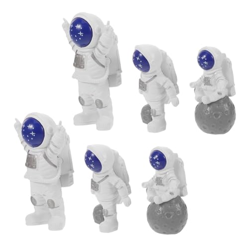 PartyKindom 6 Stück Teiliges Astronauten Resin Cake Topper Farbenfrohe Weltraum-figuren für Geburtstagstorten Detailreiche Raumfahrer Deko für Weltraum-party und Desktop-dekoration von PartyKindom