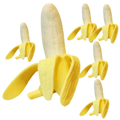 PartyKindom 6 Stück Teiliges Banane zum Drücken Weiches Kompaktes Squeeze Toy für Erwachsene Realistische Gelbe Bananenform Schnell Formstabil Vielseitig für Büro und Freizeit Geeignet von PartyKindom