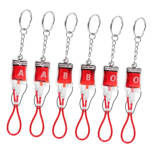 PartyKindom 6 Stück Teiliges Blutgruppen Schlüsselanhänger mit Halloween Gothic Design Blutrote Anhänger Vielseitig als Handy und Partytaschen Charms für Halloween und Festtagsdeko von PartyKindom