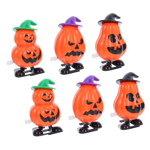 PartyKindom 6 Stück Teiliges Halloween Aufziehspielzeug Mini Kürbisse mit Motiven Lustige Partygeschenke und Mitgebsel für Bulk Halloween Fake Kleine Kürbisfiguren als und Spielspaß von PartyKindom