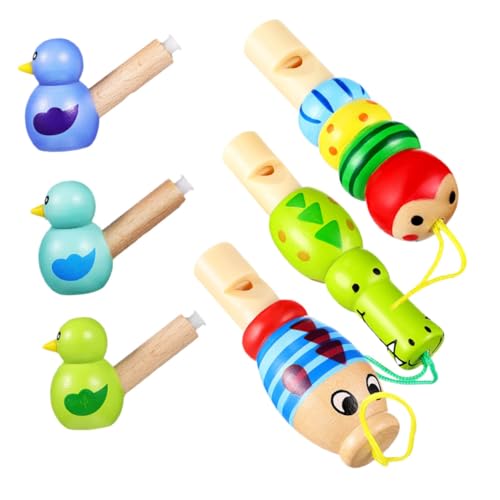 PartyKindom 6 Stück Teiliges Holzpfeifen Bunten Cartoon Tieren Langlebig und Kindersicher Leichte Kinderpfeifen zum Musizieren für Geburtstagsgeschenke und Partyzubehör von PartyKindom