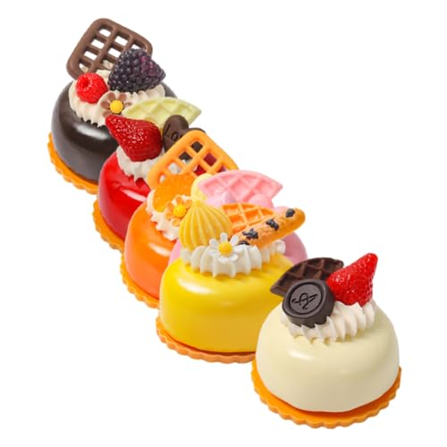 PartyKindom 6 Stück Teiliges Künstliche Französische Kleine Kuchen Deko Realistische Dessertmodelle für Schaufenster Fotografie Heimdekoration Bruchfest und Detailgetreu von PartyKindom