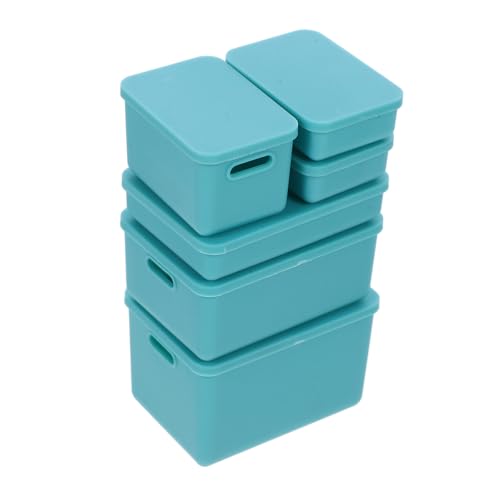 PartyKindom 6 Stück Teiliges Mini Aufbewahrungsbox mit Deckel Stapelbare Kunststoffboxen für Puppenhaus Kleine Aufbewahrungsbehälter für Miniatur Dekoration und Ordnung Grün Langlebig und von PartyKindom